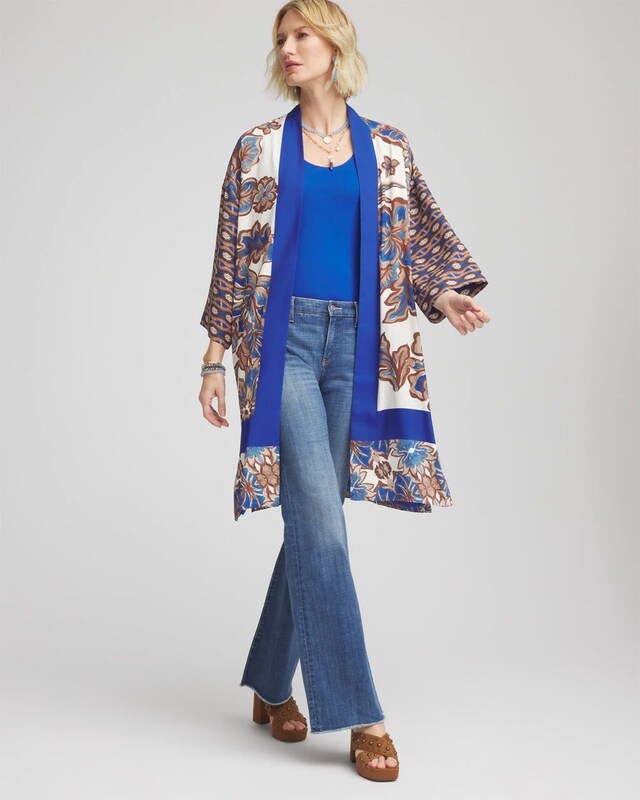 Crepe Long Printed Kimono - image 2